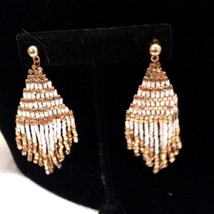 Fandango Beaded Earrings Gold & White
